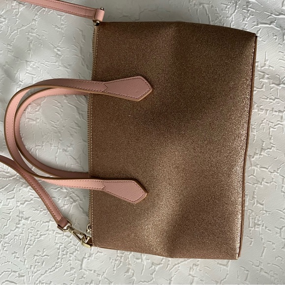Holiday 2019 Kate Spade Rose Gold Sparkle Crossbody. Pink handles/strap. - Picture 3 of 7